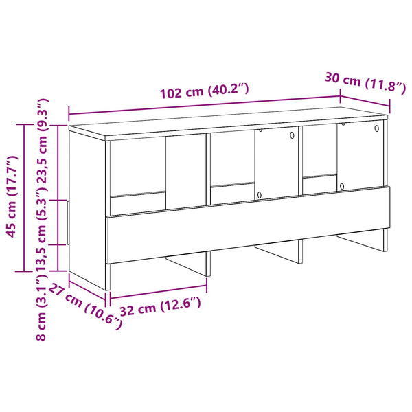 Weißes Magazinregal 102x30x45 cm