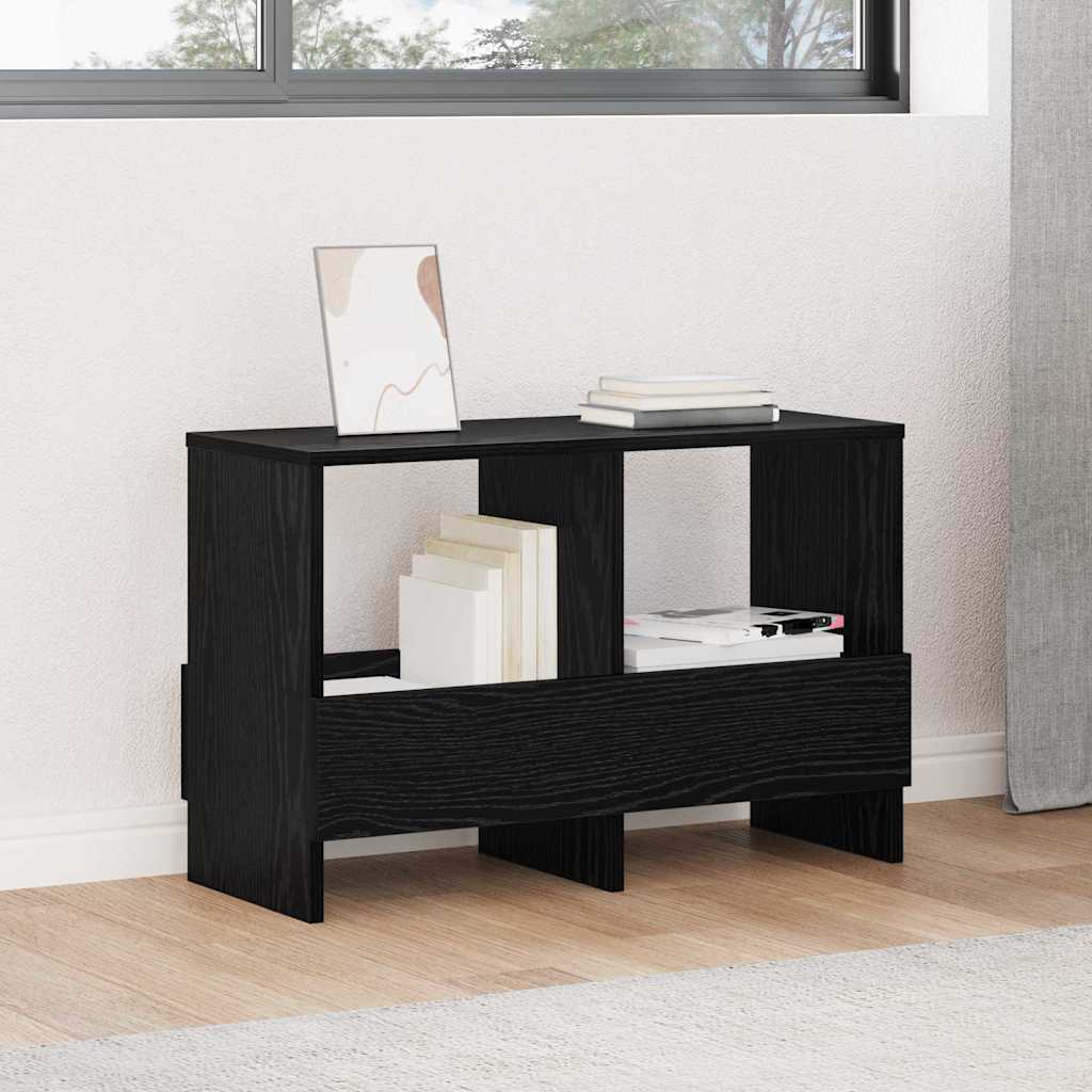 Magazinregal Schwarz Eichenoptik