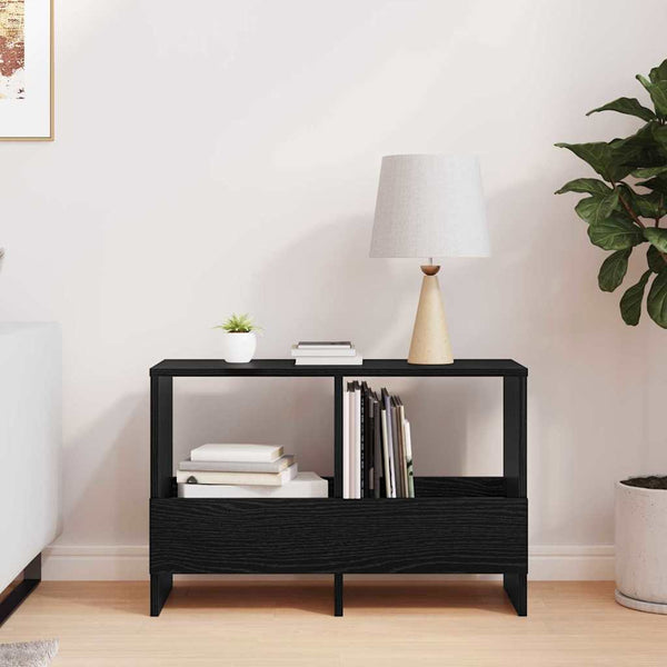 Magazinregal Schwarz Eichenoptik