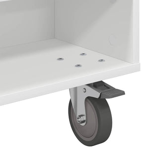 vidaXL Table d'appoint avec roulettes Blanc 90 x 50 x 30 cm Bois d'ingénierie