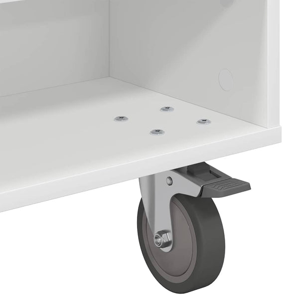 vidaXL Table d'appoint avec roulettes Blanc 90 x 50 x 30 cm Bois d'ingénierie