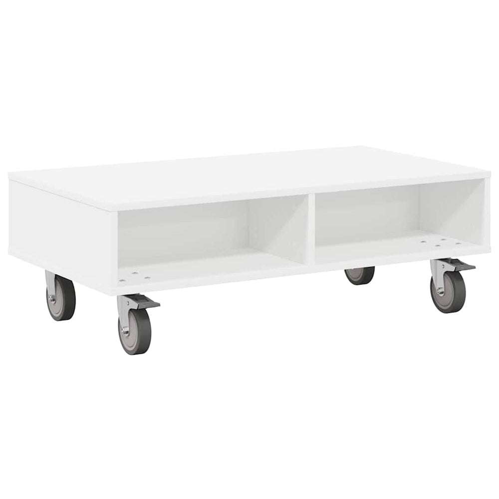 Beistelltisch Weiß mit Rollen 90x50x30 cm