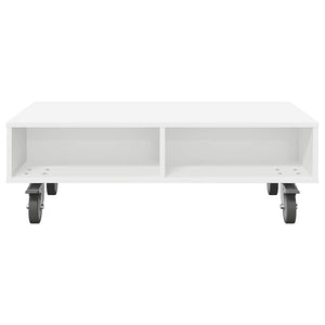 vidaXL Table d'appoint avec roulettes Blanc 90 x 50 x 30 cm Bois d'ingénierie