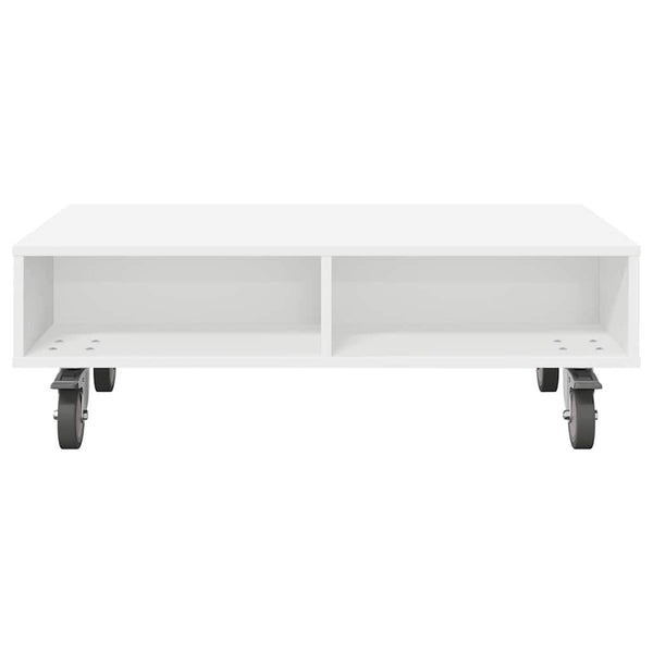 vidaXL Table d'appoint avec roulettes Blanc 90 x 50 x 30 cm Bois d'ingénierie