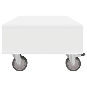 vidaXL Table d'appoint avec roulettes Blanc 90 x 50 x 30 cm Bois d'ingénierie