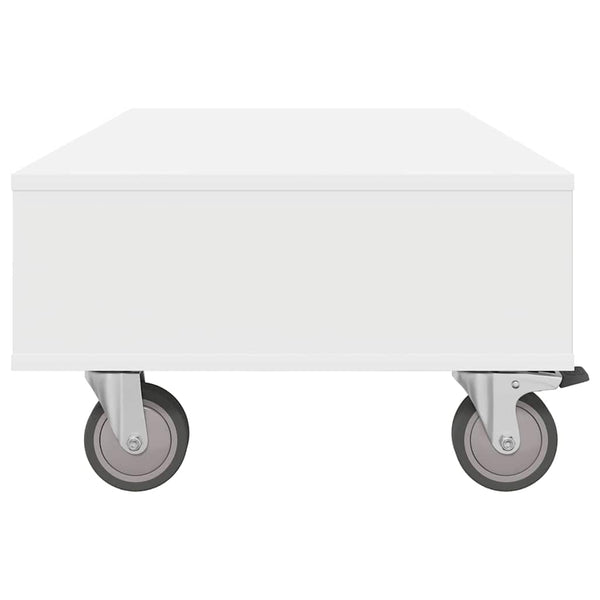 vidaXL Table d'appoint avec roulettes Blanc 90 x 50 x 30 cm Bois d'ingénierie