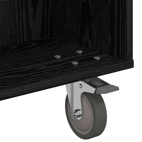 vidaXL Table d'appoint à roulettes Noir Aspect Chêne 90 x 50 x 30 cm