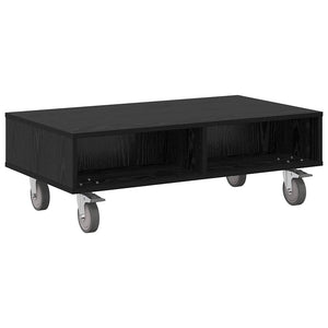 vidaXL Table d'appoint à roulettes Noir Aspect Chêne 90 x 50 x 30 cm