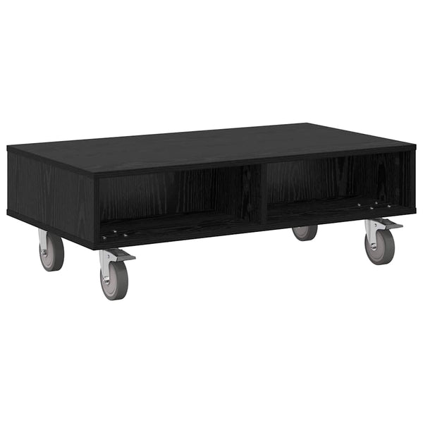 vidaXL Table d'appoint à roulettes Noir Aspect Chêne 90 x 50 x 30 cm