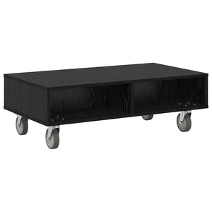 vidaXL Table d'appoint à roulettes Noir Aspect Chêne 90 x 50 x 30 cm