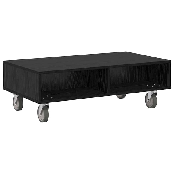 vidaXL Table d'appoint à roulettes Noir Aspect Chêne 90 x 50 x 30 cm