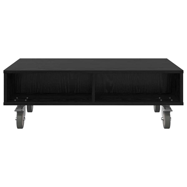 vidaXL Table d'appoint à roulettes Noir Aspect Chêne 90 x 50 x 30 cm