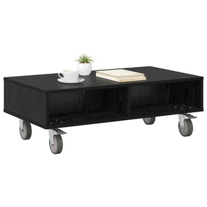vidaXL Table d'appoint à roulettes Noir Aspect Chêne 90 x 50 x 30 cm