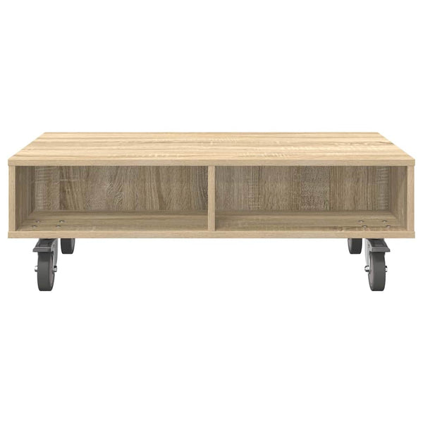 vidaXL Table d'appoint avec roulettes Chêne Sonoma 90 x 50 x 30 cm