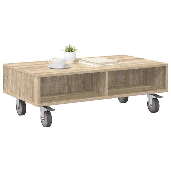 vidaXL Table d'appoint avec roulettes Chêne Sonoma 90 x 50 x 30 cm