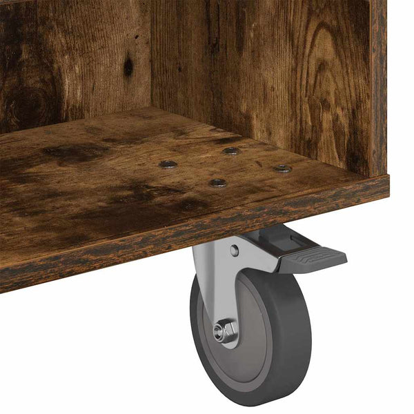 vidaXL Table d'appoint à roulettes Chêne fumé 90 x 50 x 30 cm