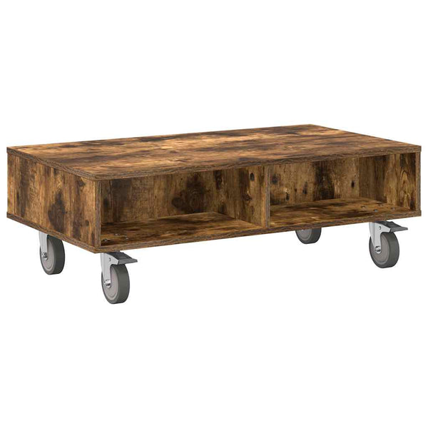 vidaXL Table d'appoint à roulettes Chêne fumé 90 x 50 x 30 cm