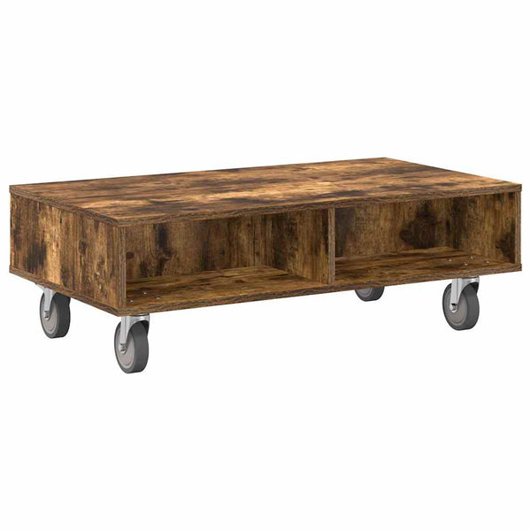 vidaXL Table d'appoint à roulettes Chêne fumé 90 x 50 x 30 cm