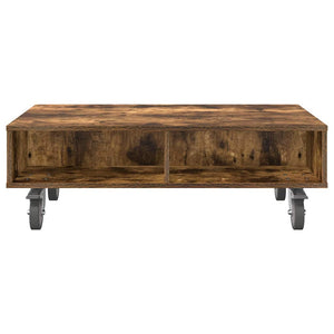 vidaXL Table d'appoint à roulettes Chêne fumé 90 x 50 x 30 cm