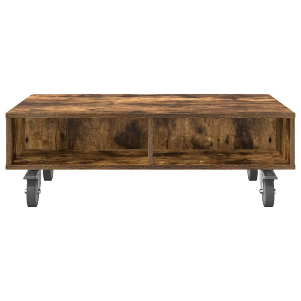 vidaXL Table d'appoint à roulettes Chêne fumé 90 x 50 x 30 cm