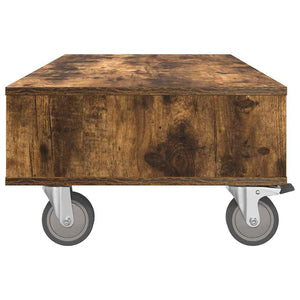 vidaXL Table d'appoint à roulettes Chêne fumé 90 x 50 x 30 cm