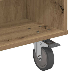vidaXL Table d'appoint à roulettes chêne artisan 90 x 50 x 30 cm