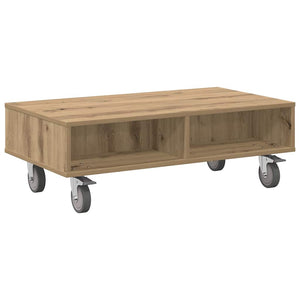 vidaXL Table d'appoint à roulettes chêne artisan 90 x 50 x 30 cm