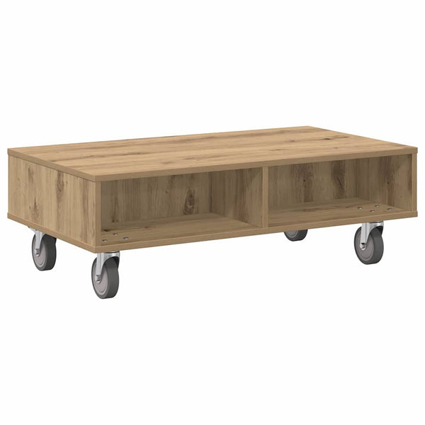 vidaXL Table d'appoint à roulettes chêne artisan 90 x 50 x 30 cm