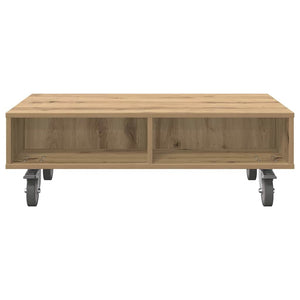 vidaXL Table d'appoint à roulettes chêne artisan 90 x 50 x 30 cm