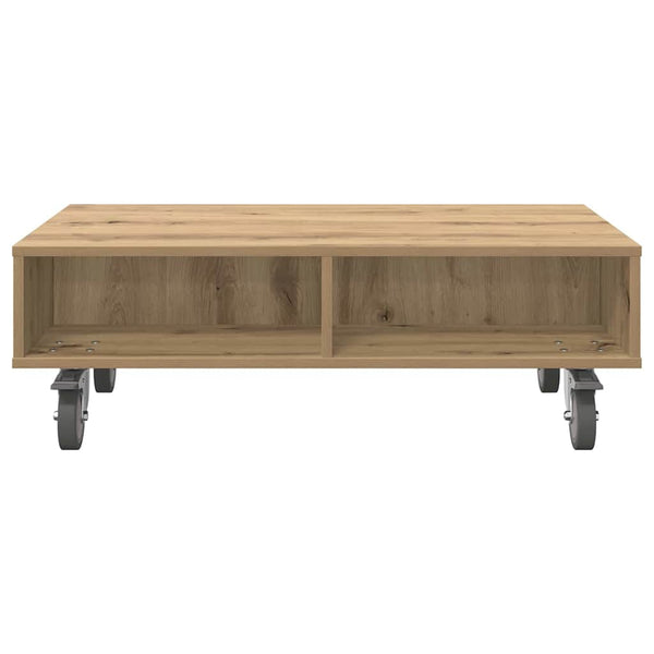 vidaXL Table d'appoint à roulettes chêne artisan 90 x 50 x 30 cm