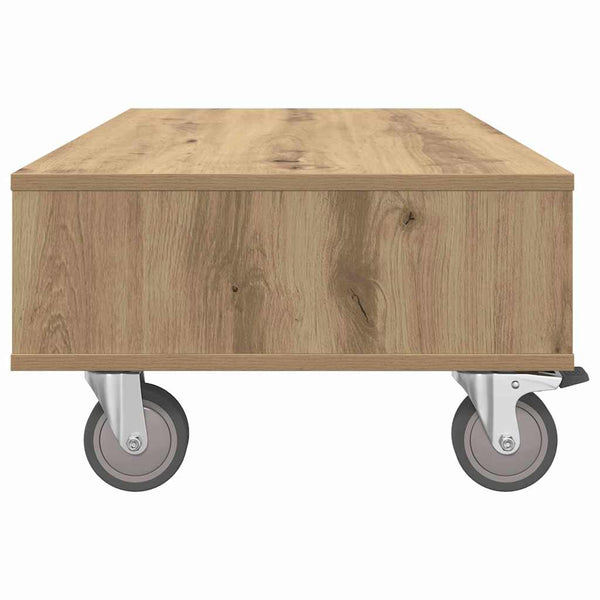 vidaXL Table d'appoint à roulettes chêne artisan 90 x 50 x 30 cm