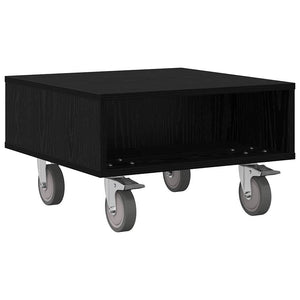 vidaXL Table d'appoint à roulettes Noir aspect chêne 50,5 x 50 x 30 cm