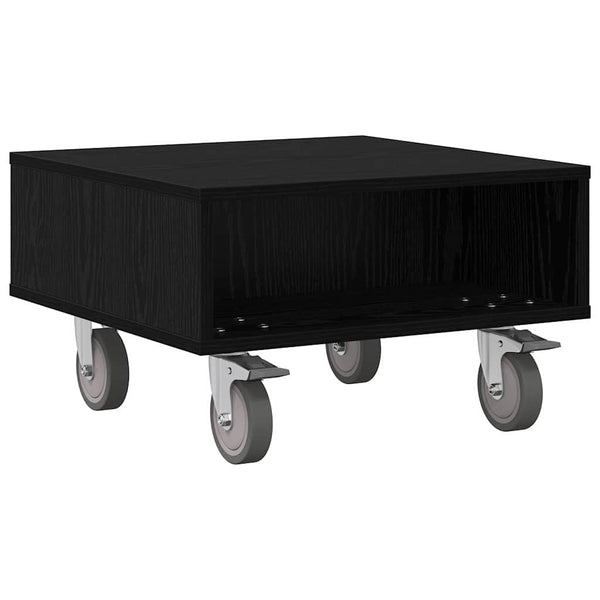 vidaXL Table d'appoint à roulettes Noir aspect chêne 50,5 x 50 x 30 cm