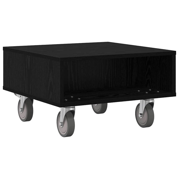 vidaXL Table d'appoint à roulettes Noir aspect chêne 50,5 x 50 x 30 cm