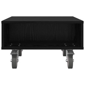vidaXL Table d'appoint à roulettes Noir aspect chêne 50,5 x 50 x 30 cm
