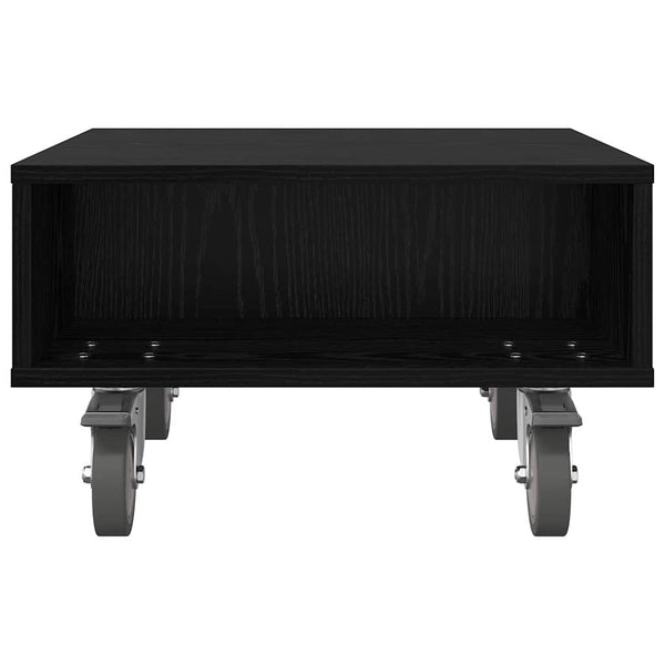 vidaXL Table d'appoint à roulettes Noir aspect chêne 50,5 x 50 x 30 cm