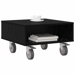 vidaXL Table d'appoint à roulettes Noir aspect chêne 50,5 x 50 x 30 cm