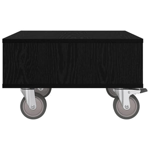 vidaXL Table d'appoint à roulettes Noir aspect chêne 50,5 x 50 x 30 cm