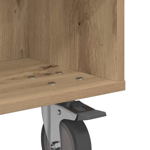 vidaXL Table d'appoint avec roulettes Chêne artisan 50,5 x 50 x 30 cm