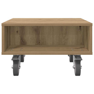 vidaXL Table d'appoint avec roulettes Chêne artisan 50,5 x 50 x 30 cm