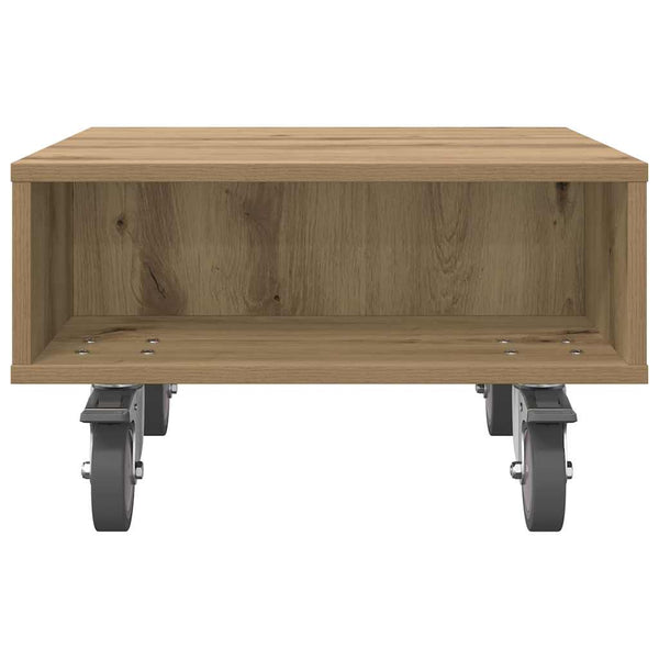 vidaXL Table d'appoint avec roulettes Chêne artisan 50,5 x 50 x 30 cm