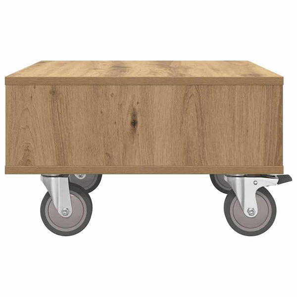 vidaXL Table d'appoint avec roulettes Chêne artisan 50,5 x 50 x 30 cm