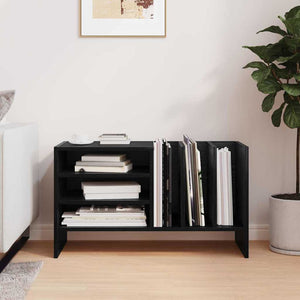 vidaXL Meuble à disques vinyles noir aspect chêne 78,5 x 35 x 45 cm