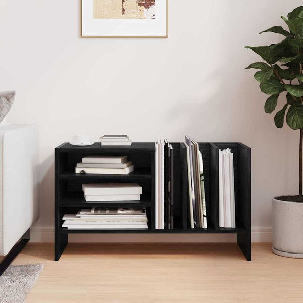 vidaXL Meuble à disques vinyles noir aspect chêne 78,5 x 35 x 45 cm