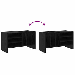 vidaXL Meuble à disques vinyles noir aspect chêne 78,5 x 35 x 45 cm