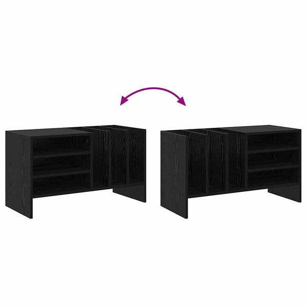 vidaXL Meuble à disques vinyles noir aspect chêne 78,5 x 35 x 45 cm