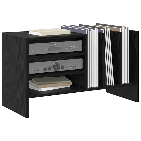 vidaXL Meuble à disques vinyles noir aspect chêne 78,5 x 35 x 45 cm