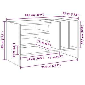 vidaXL Meuble pour disques vinyles en bois de récupération 78,5 x 35 x 45 cm bois d'ingénierie