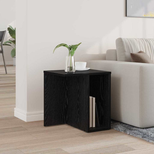 vidaXL Table d'appoint noir aspect chêne 37 x 32 x 40 cm