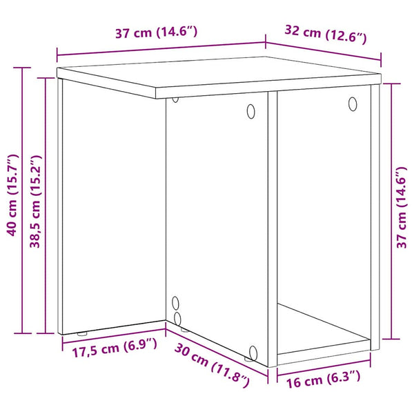 vidaXL Table d'appoint noir aspect chêne 37 x 32 x 40 cm